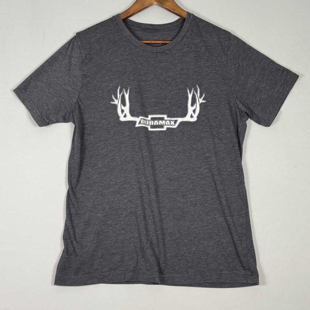 Chevrolet Duramax T-Shirt Mens Medium Gray Excellent Y2K Antler Graphic Tee